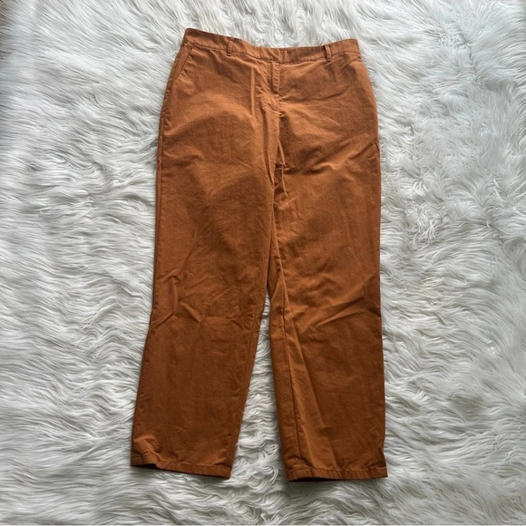 NWOT Lafayette 148 New York Clinton Ankle Pants Cotton Blend Rich Clay Brown 12 - Picture 2 of 11
